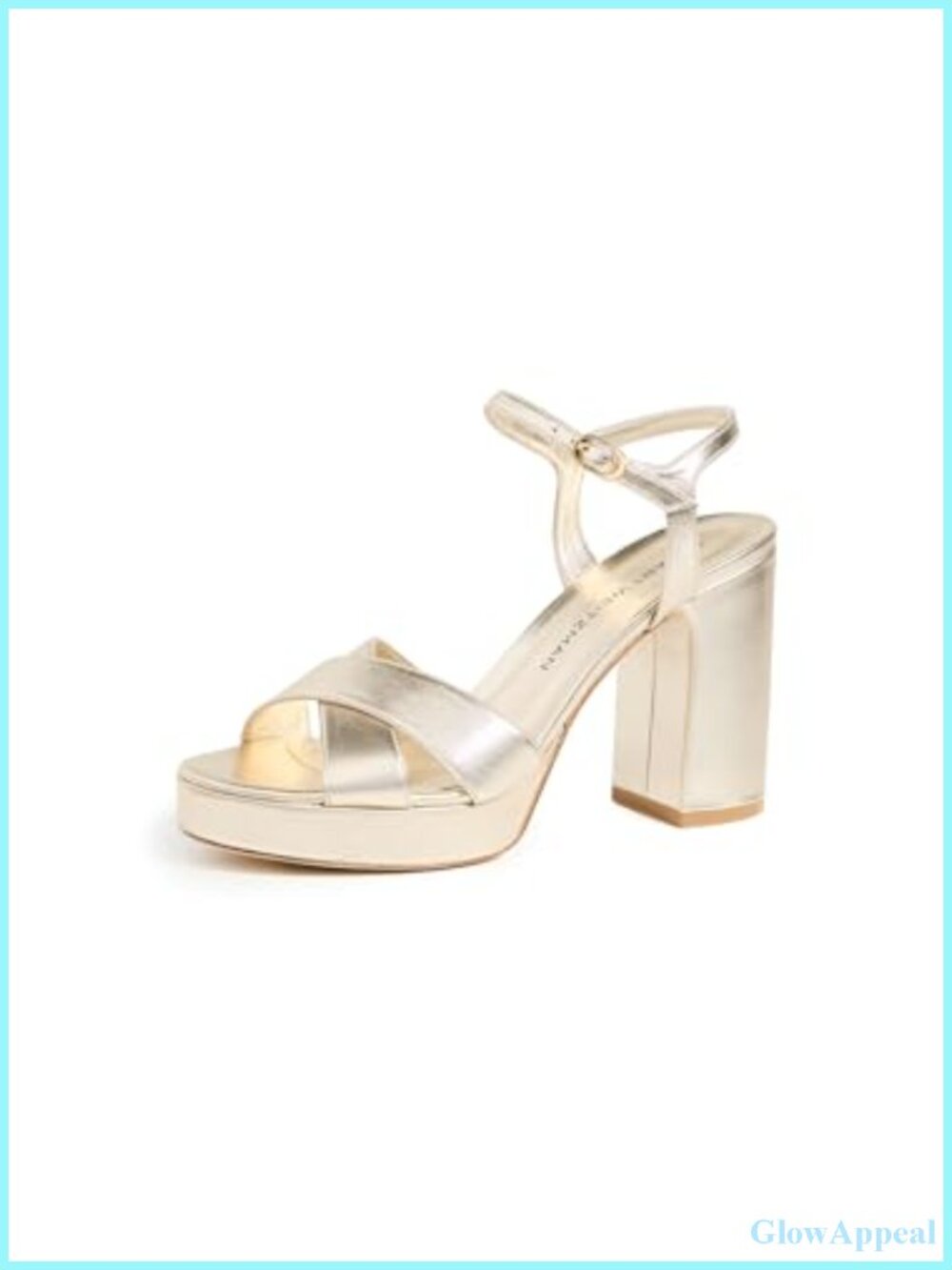 Platform Sandals Leather Ankle Strap Almond Toe Block Heel